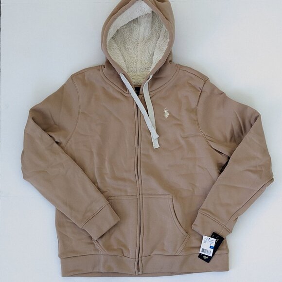 U.S. Polo Assn. Basic Fleece Hoodie, Light Mocha, Women's XL - Picture 1 of 6